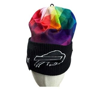 New Era Buffalo Bills NFL Rainbow Prism Knit Beanie Hat Black New